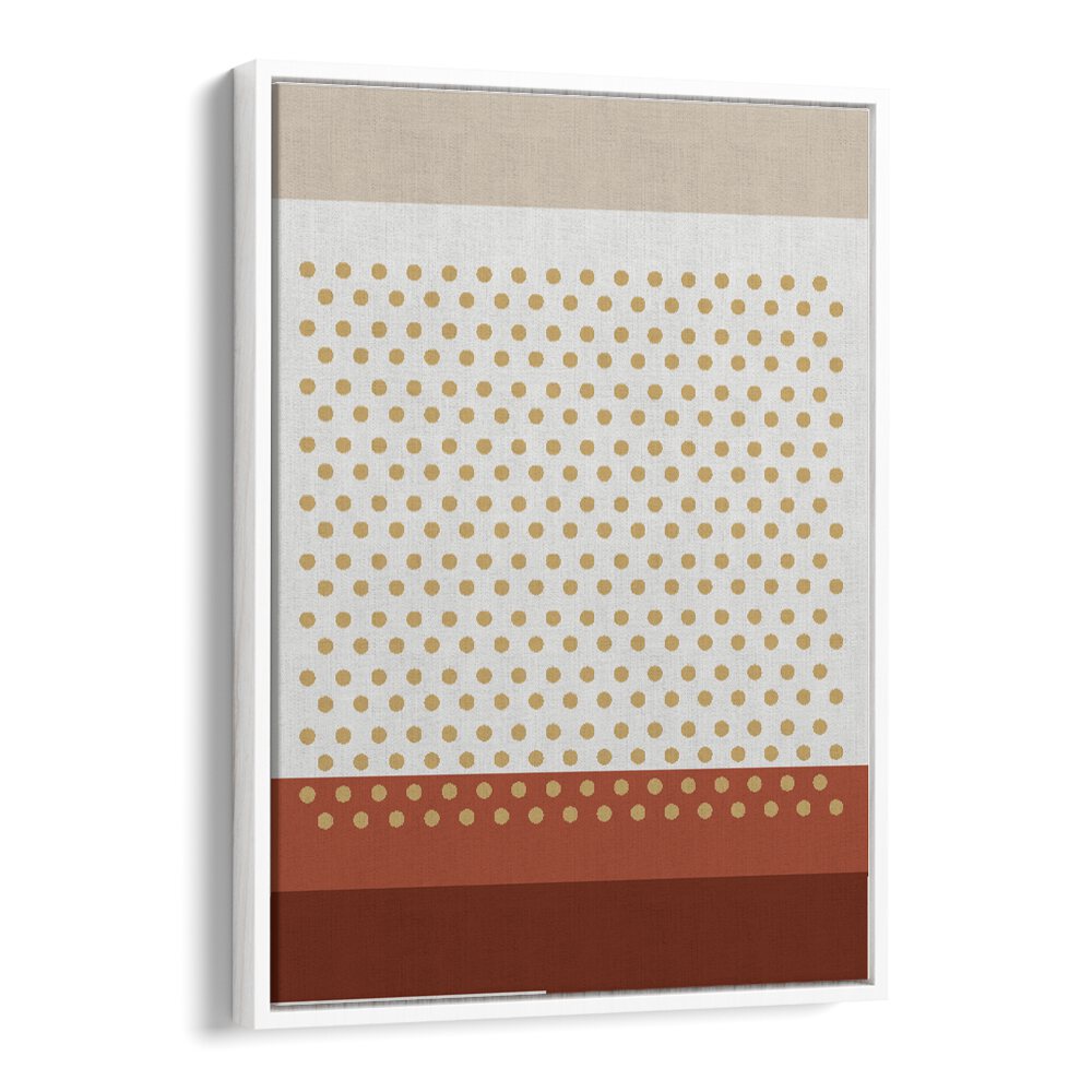 Geometric Beige Dots I Geometric art painting Artwork in White Floater Frame