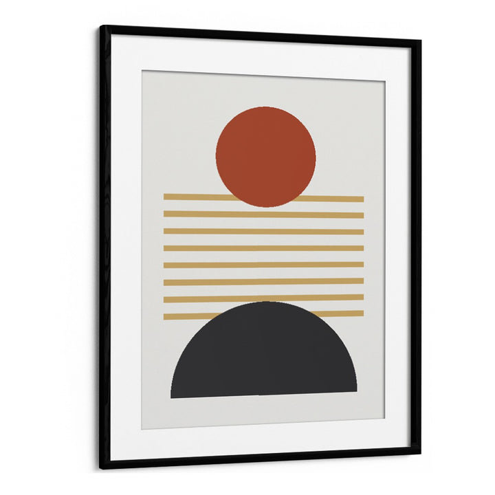 Geometric Black Boho II Geometric Art Artwork in Black Frame With Mount