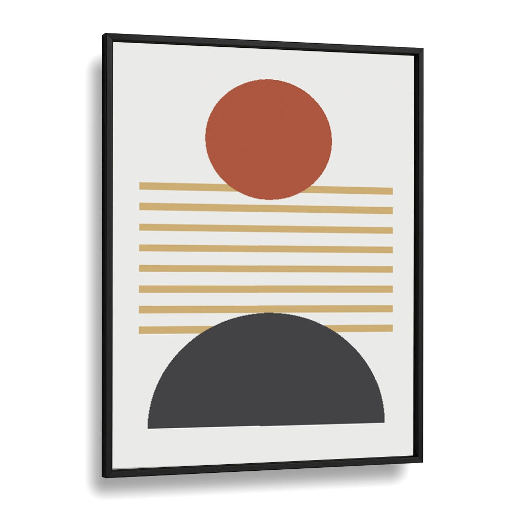 Geometric Black Boho II Geometric art Artwork in Black Plain Frame