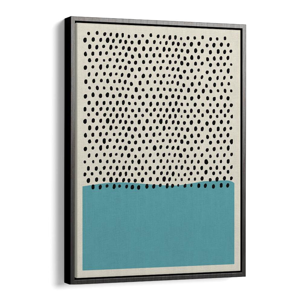 Geometric Black Dots I Geometric Art Artwork in Black Floater Frame