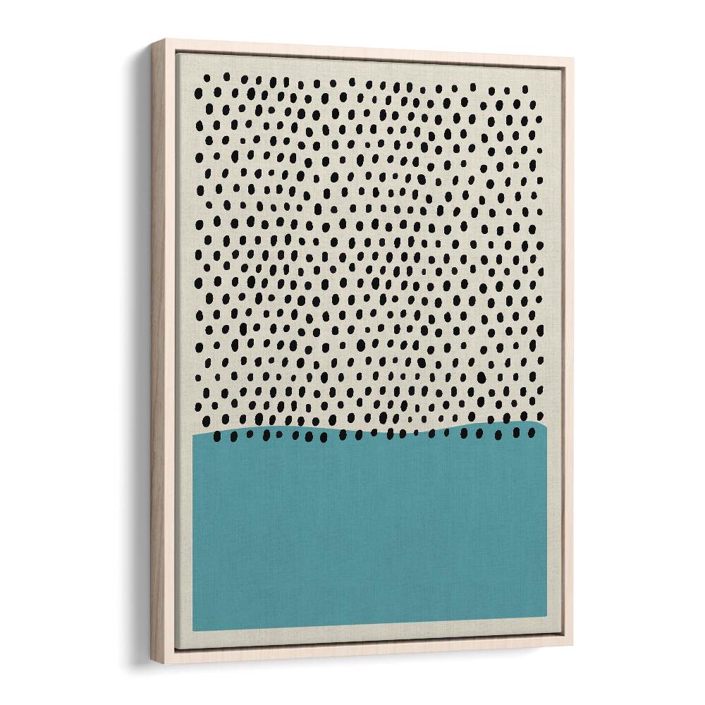 Geometric Black Dots I Geometric Art Artwork in Oak Wood Floater Frame