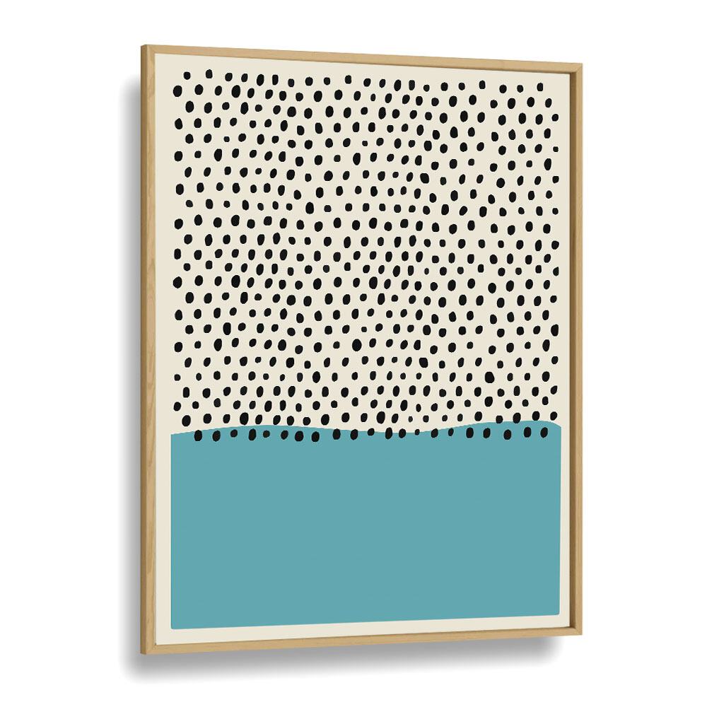 Geometric Black Dots I Geometric Art Artwork in Oak Wood Plain Frame