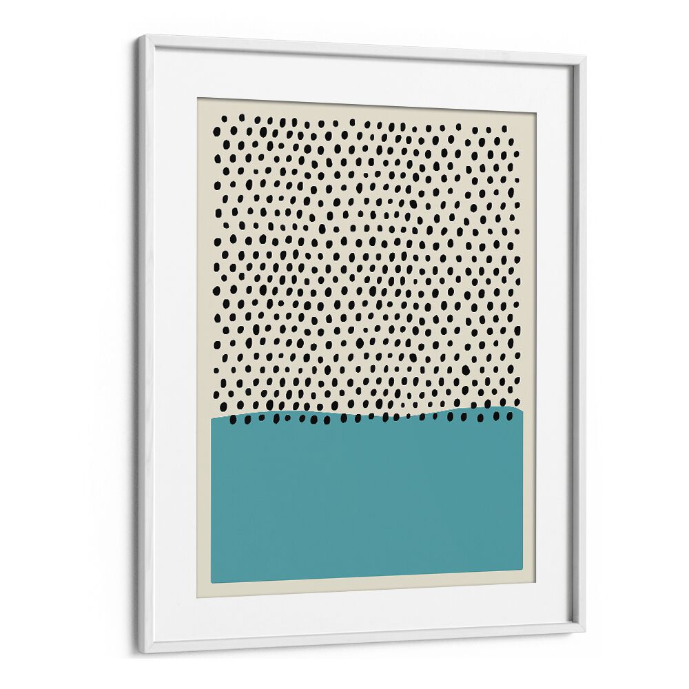 Geometric Black Dots I Geometric Art Artwork in White Frame With Mount