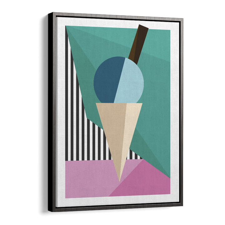 Geometric Ice Cream Geometric Art Artwork in Black Floater Frame