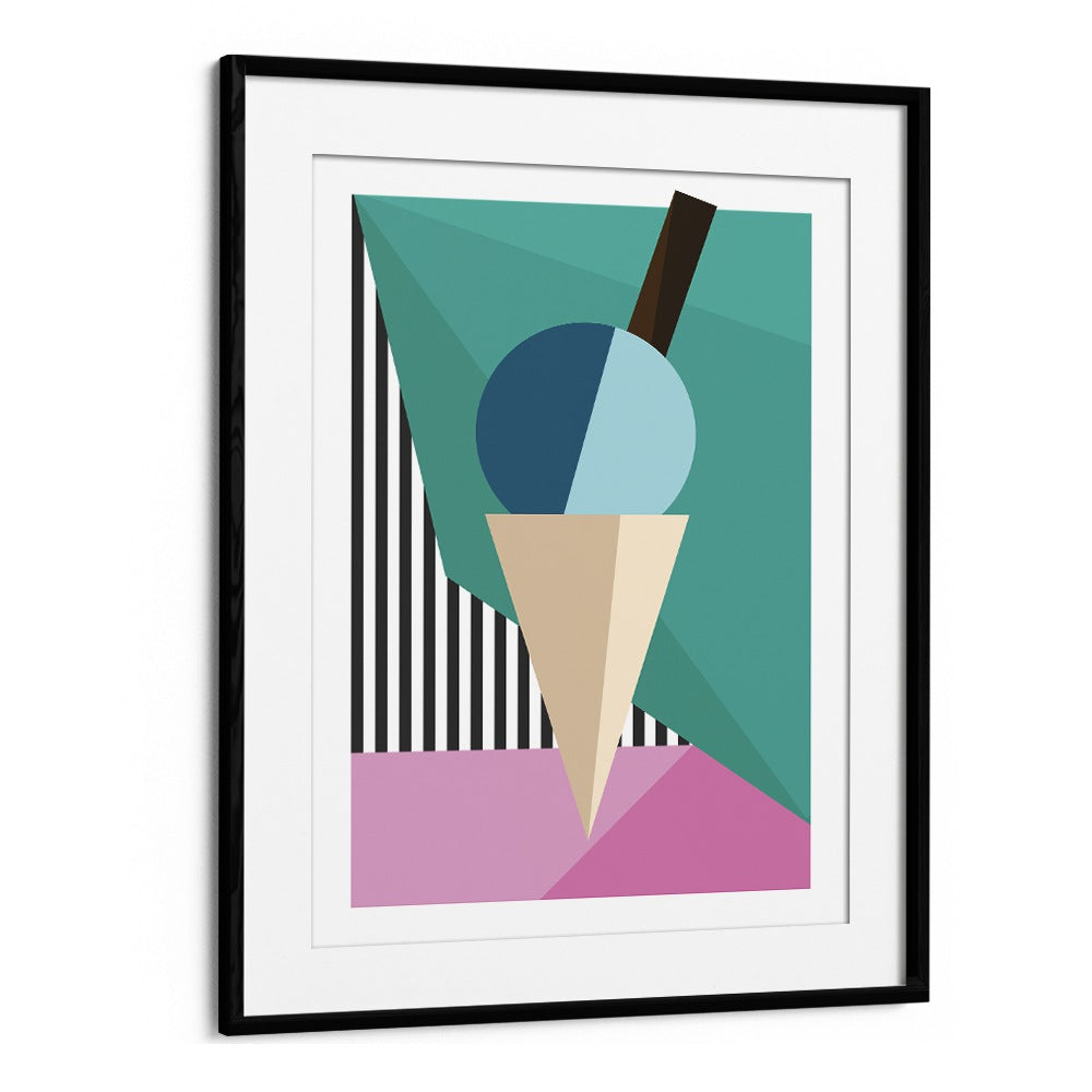 Geometric Ice Cream Geometric Art Artwork in Black Frame With Mount