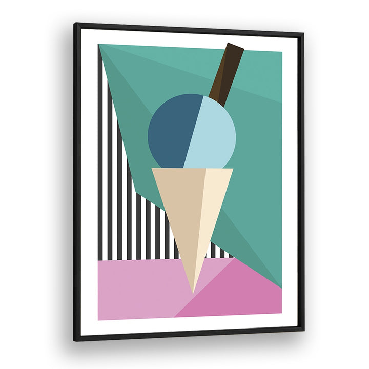 Geometric Ice Cream Geometric art Artwork in Black Plain Frame