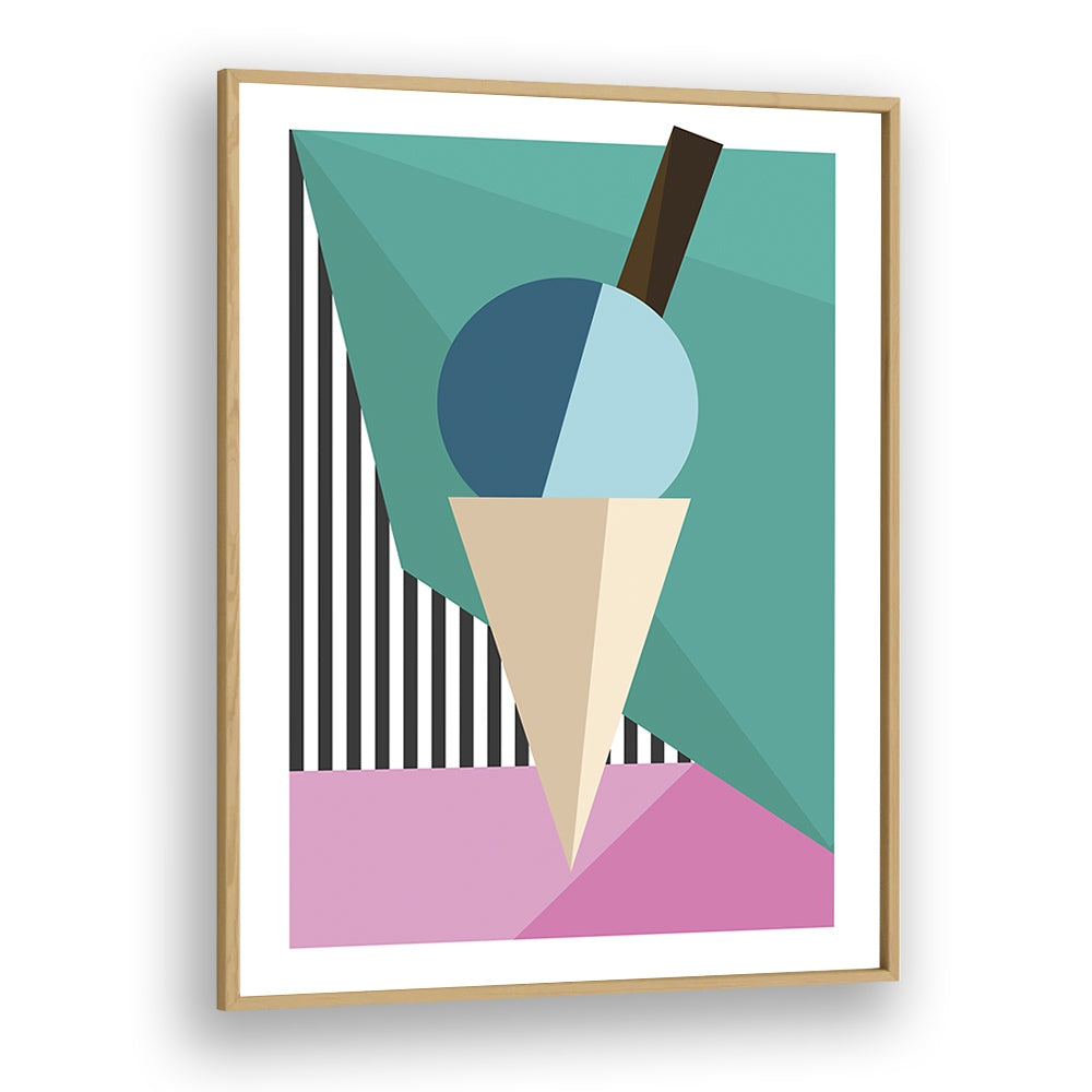 Geometric Ice Cream Geometric Art Artwork in Oak Wood Plain Frame