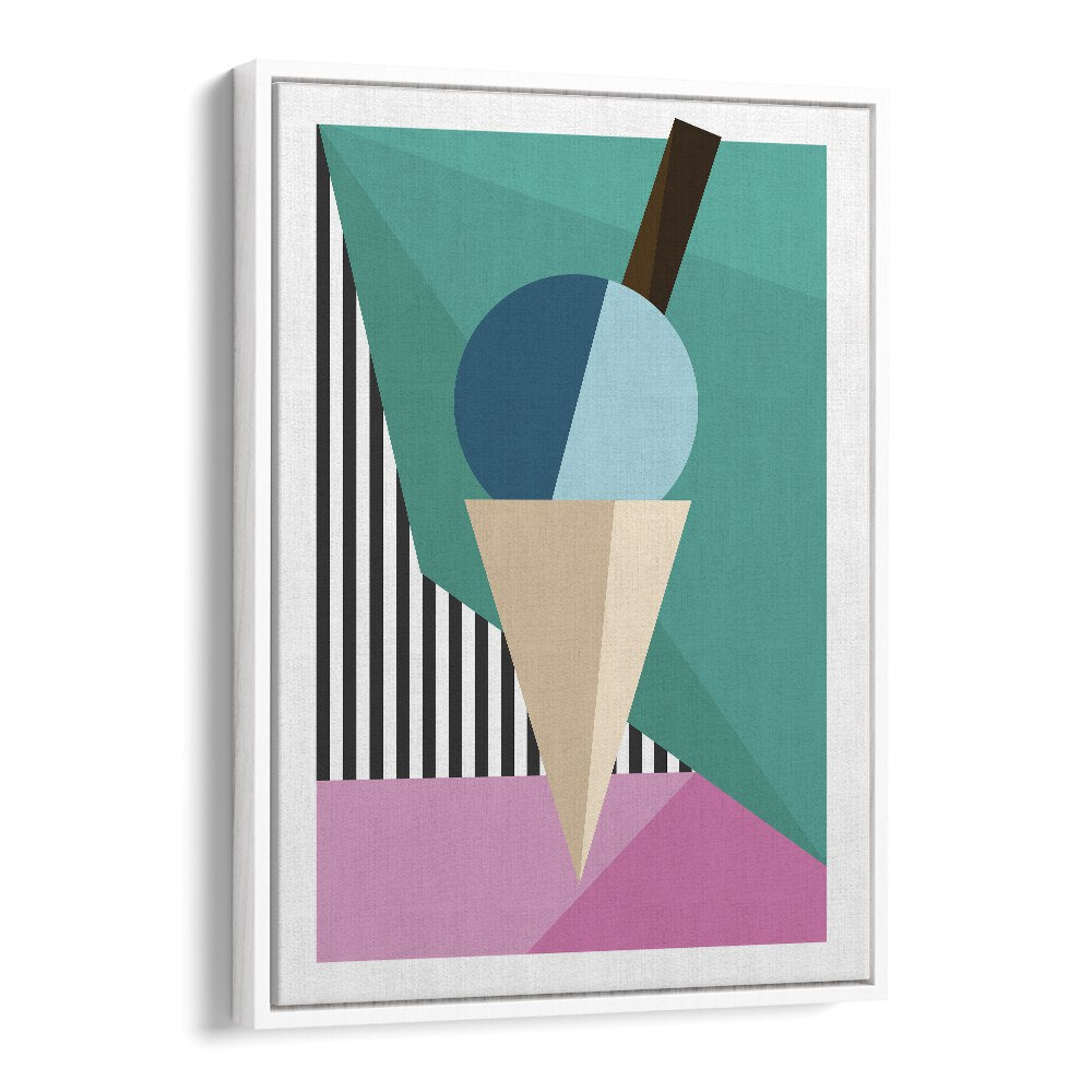 Geometric Ice Cream Geometric art painting Artwork in White Floater Frame