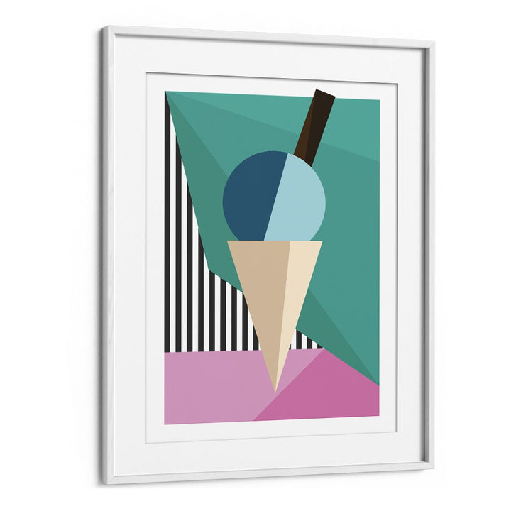 Geometric Ice Cream Geometric Art Artwork in White Frame With Mount