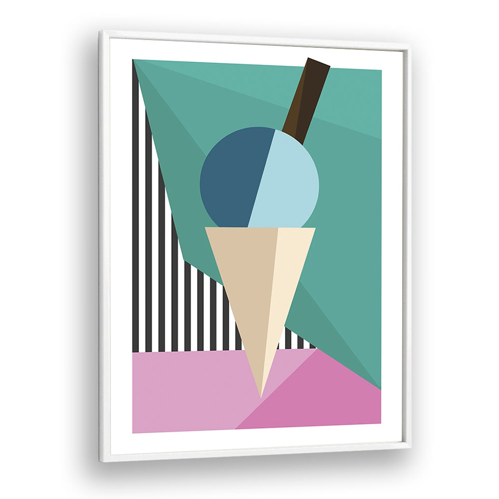 Geometric Ice Cream Geometric art Artwork in White Plain Frame