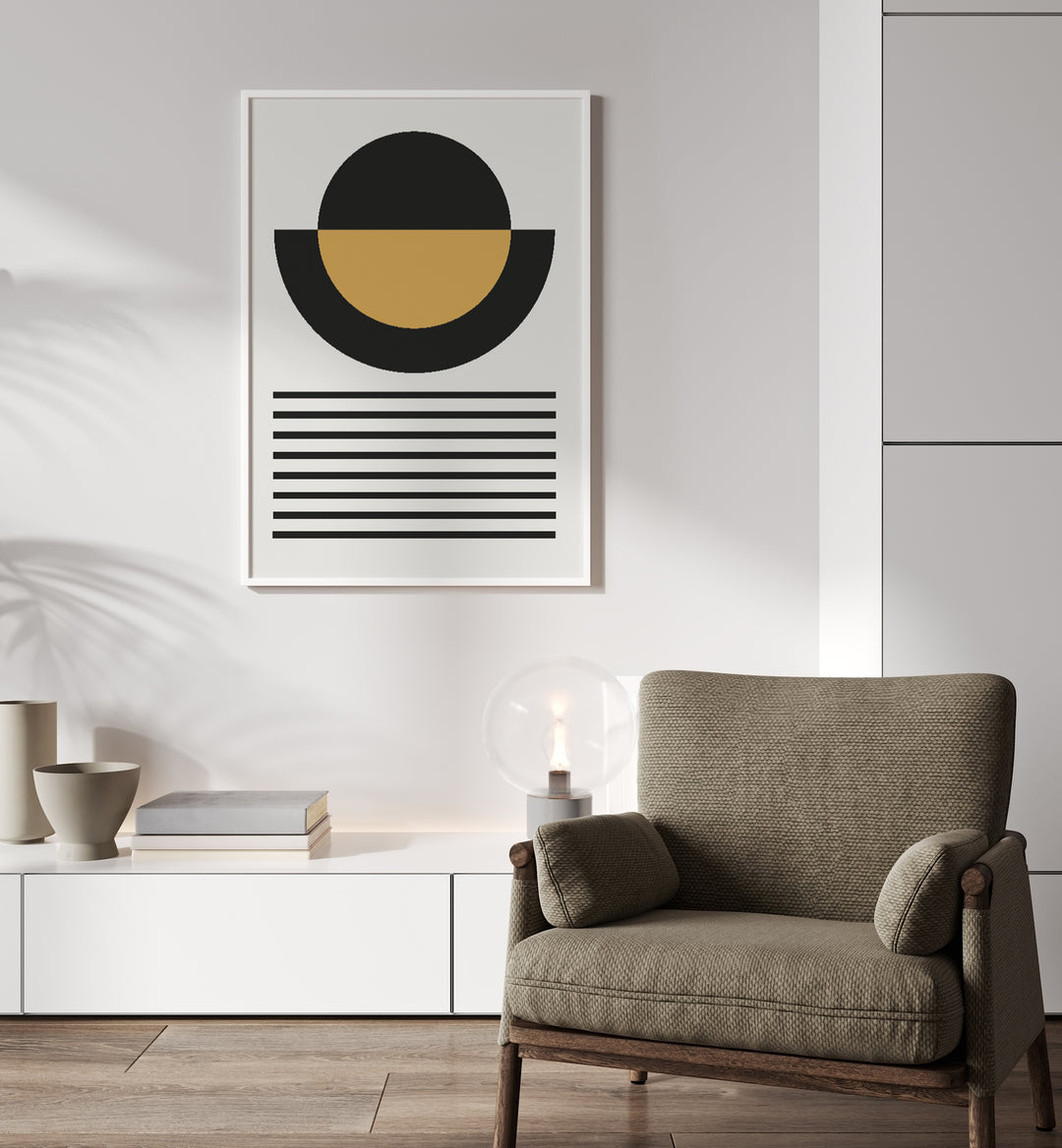 Geometric Line Boho I Geometric Art Artwork Placed on a wall In A Living Room