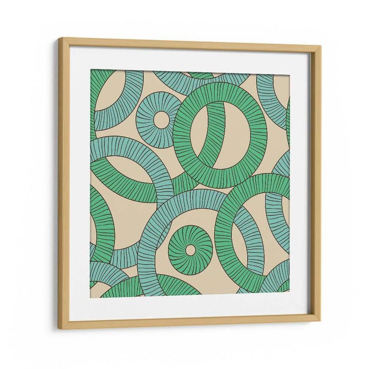 Geometric Loops Geometric Art Artwork in Oak Wood Frame With Mount