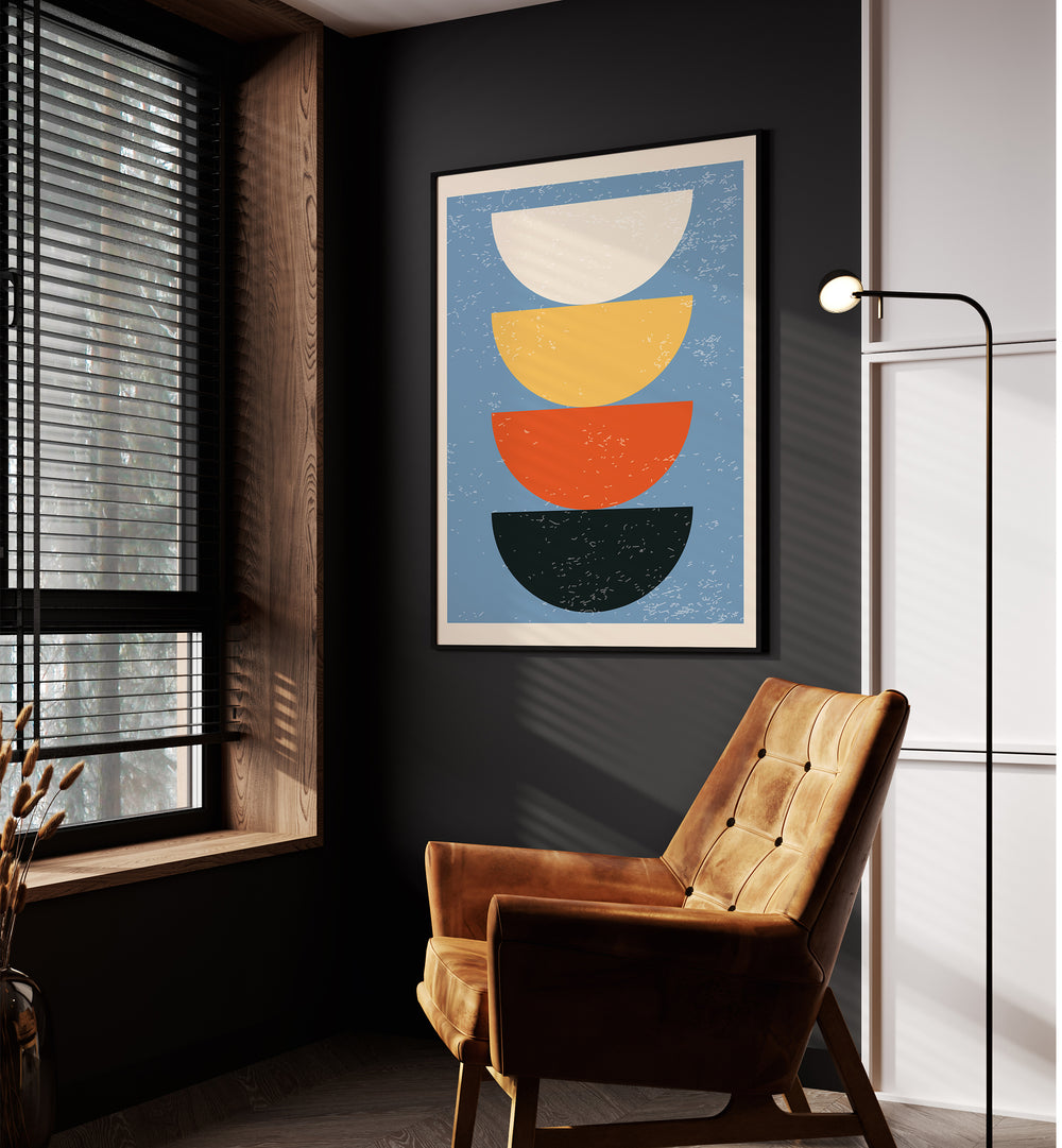 Geometric Modern Abstract I Geometric Art Artwork Placed on a wall In A Living Room