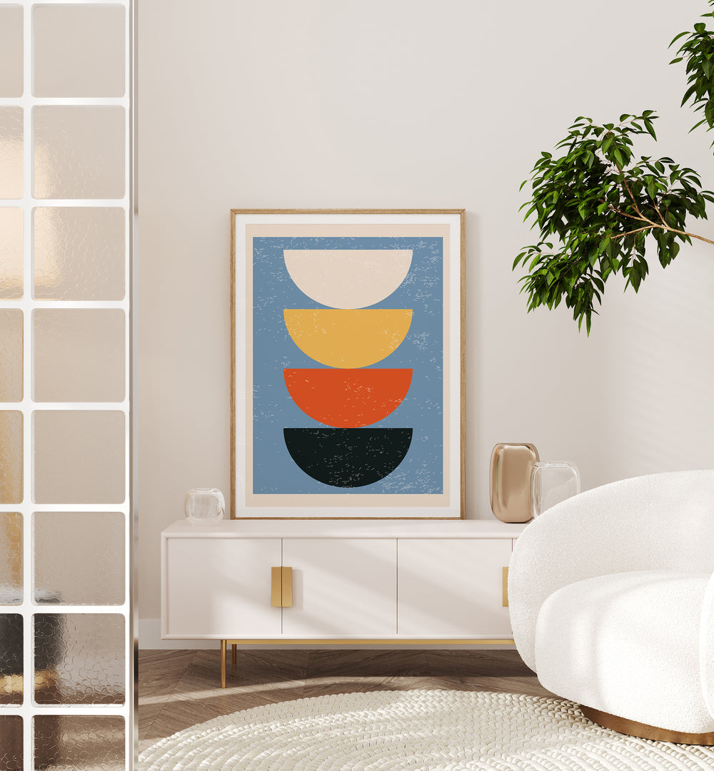 Geometric Modern Abstract I Geometric Art Artwork Placed on a wall In A Living Room