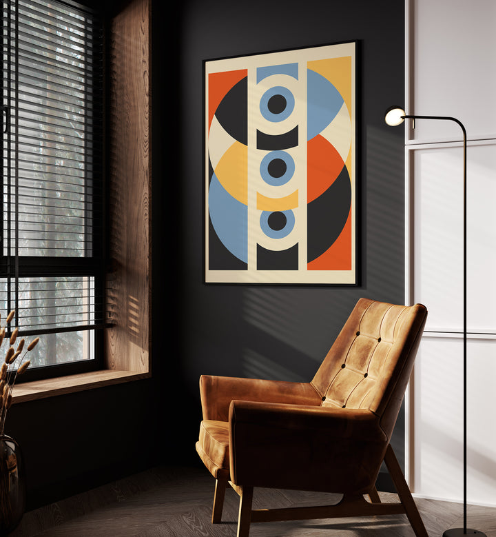 Geometric Modern Abstract II Geometric Art Artwork Placed on a wall In A Living Room