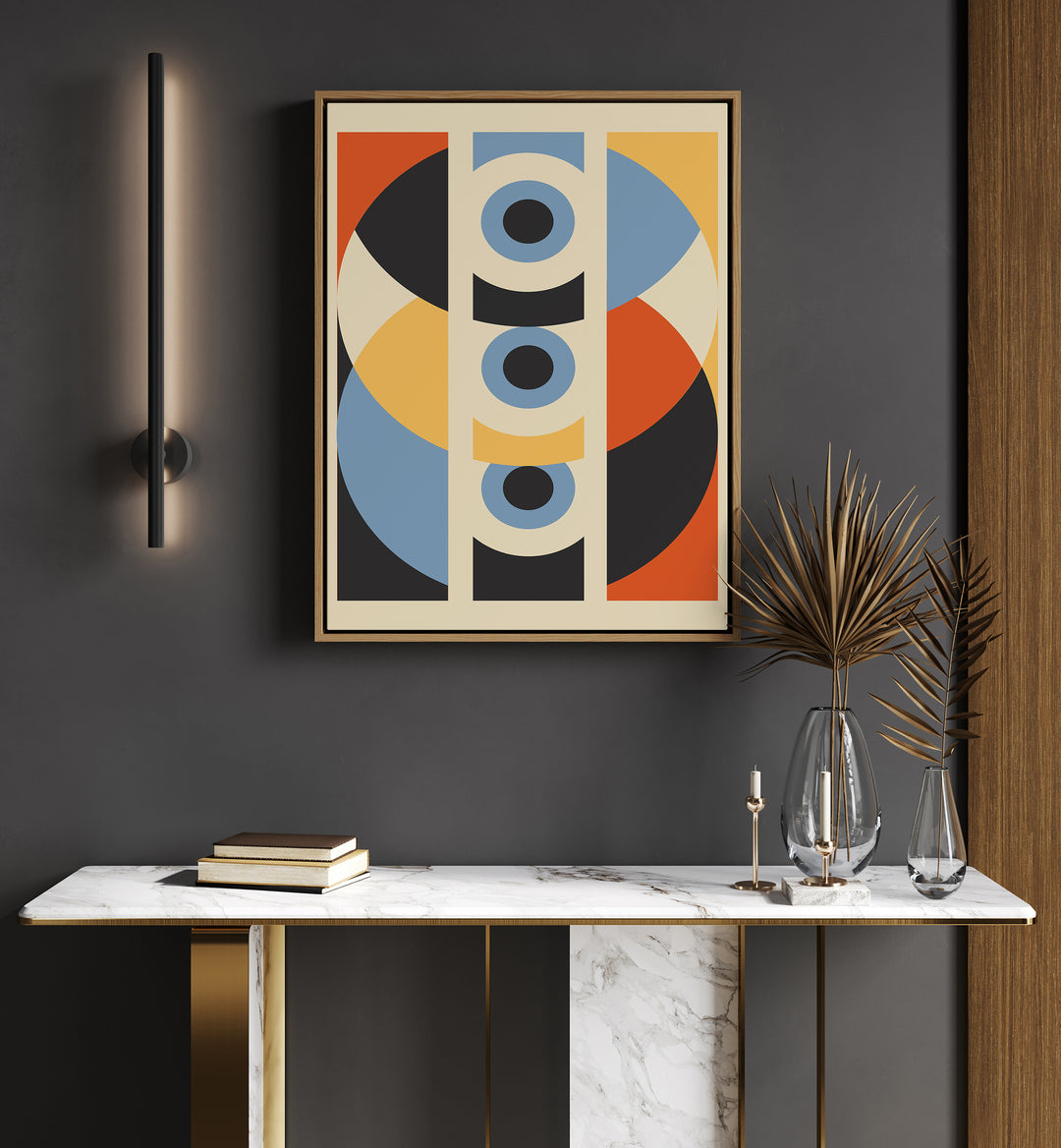 Geometric Modern Abstract II Geometric Art Artwork Placed on a wall In A Living Room