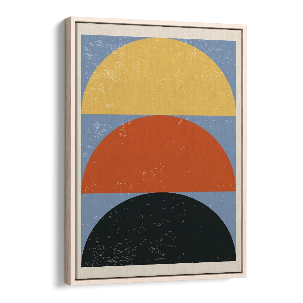 Geometric Modern Abstract III Geometric Art Artwork in Oak Wood Floater Frame