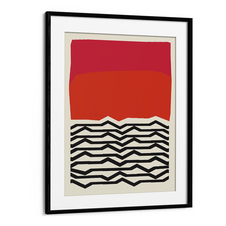 Geometric Red I Geometric Art Artwork in Black Frame With Mount