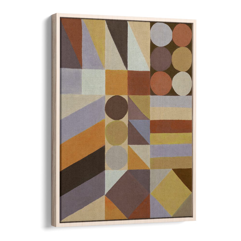 Geometric Shapes And Colors I Geometric Art Artwork in Oak Wood Floater Frame