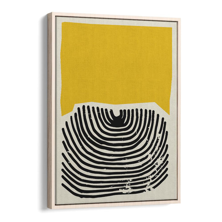 Geometric Yellow II Geometric Art Artwork in Oak Wood Floater Frame