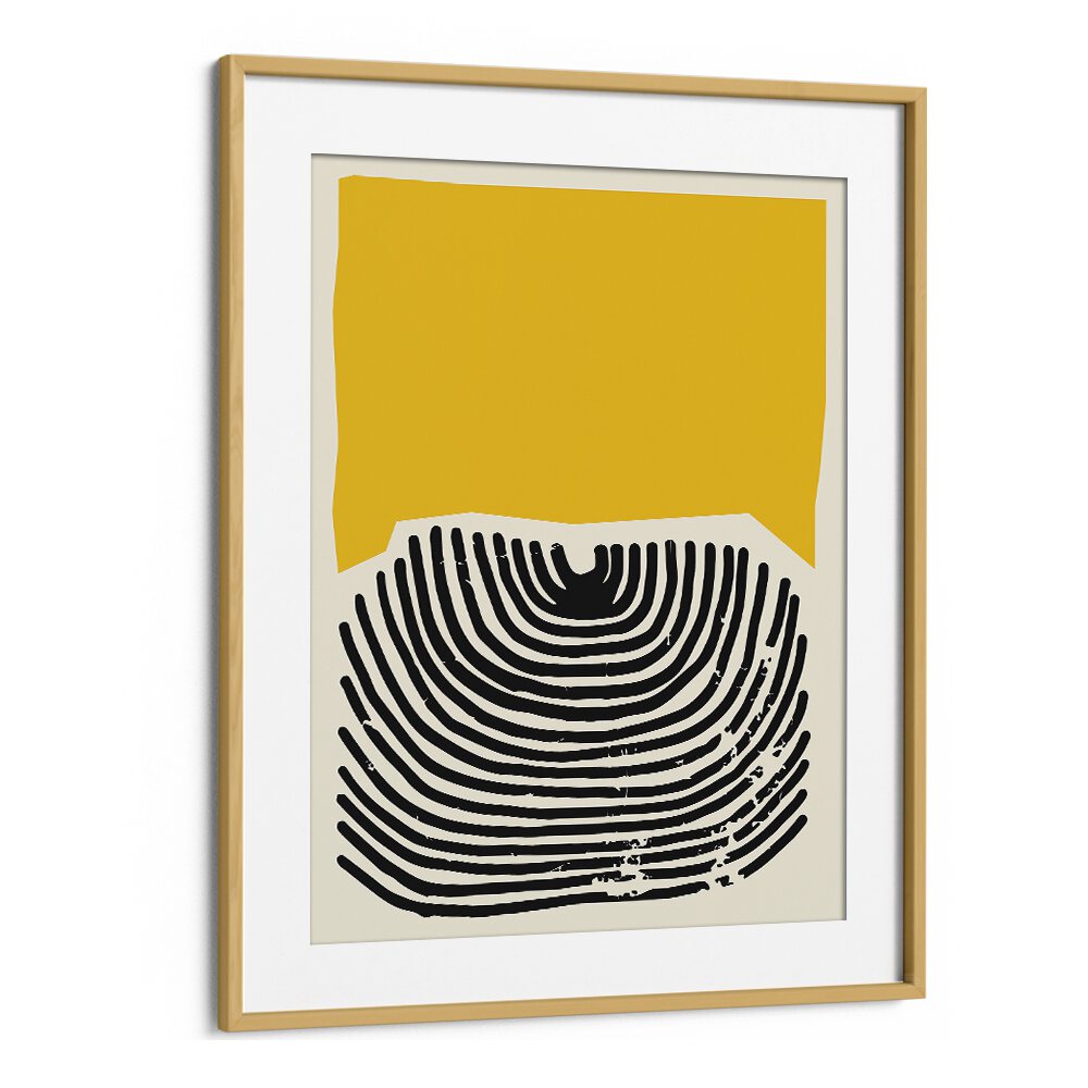 Geometric Yellow II Geometric Art Artwork in Oak Wood Frame With Mount