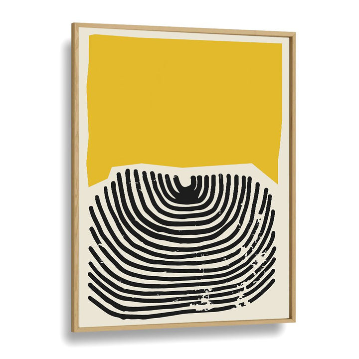 Geometric Yellow II Geometric Art Artwork in Oak Wood Plain Frame