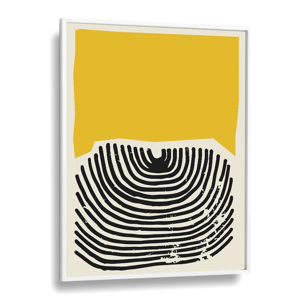 Geometric Yellow II Geometric art Artwork in White Plain Frame