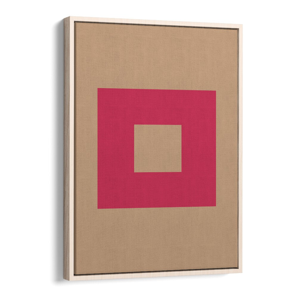 Geometrical Color Blocks I Geometric Art Artwork in Oak Wood Floater Frame