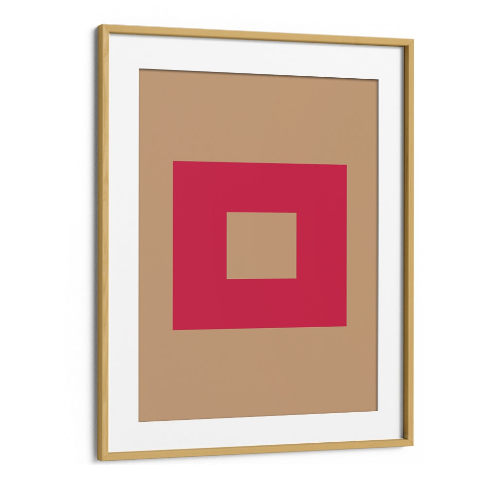 Geometrical Color Blocks I Geometric Art Artwork in Oak Wood Frame With Mount