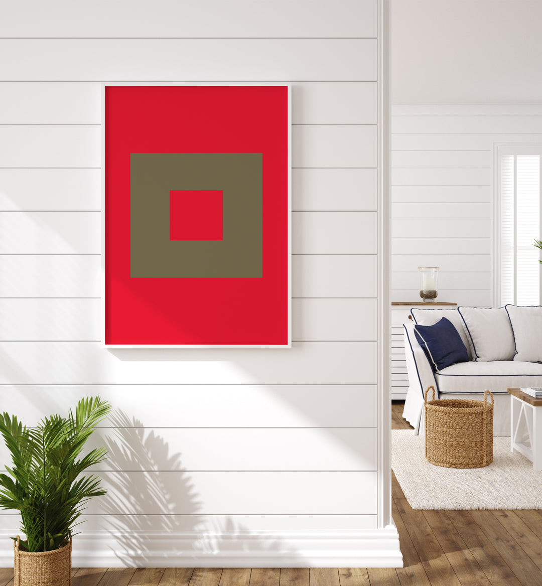 Geometrical Color Blocks III Geometric Art Artwork Placed on a wall In A Living Room 