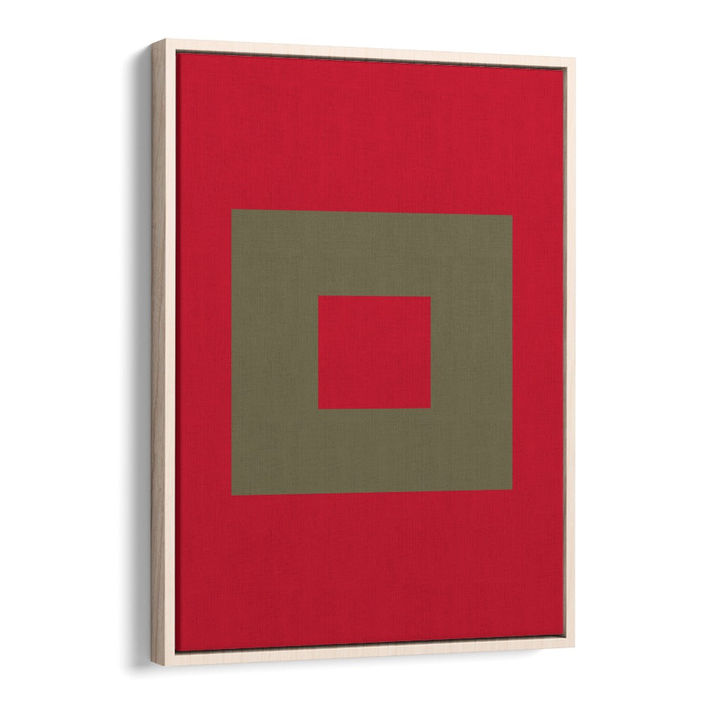 Geometrical Color Blocks III Geometric Art Artwork in Oak Wood Floater Frame