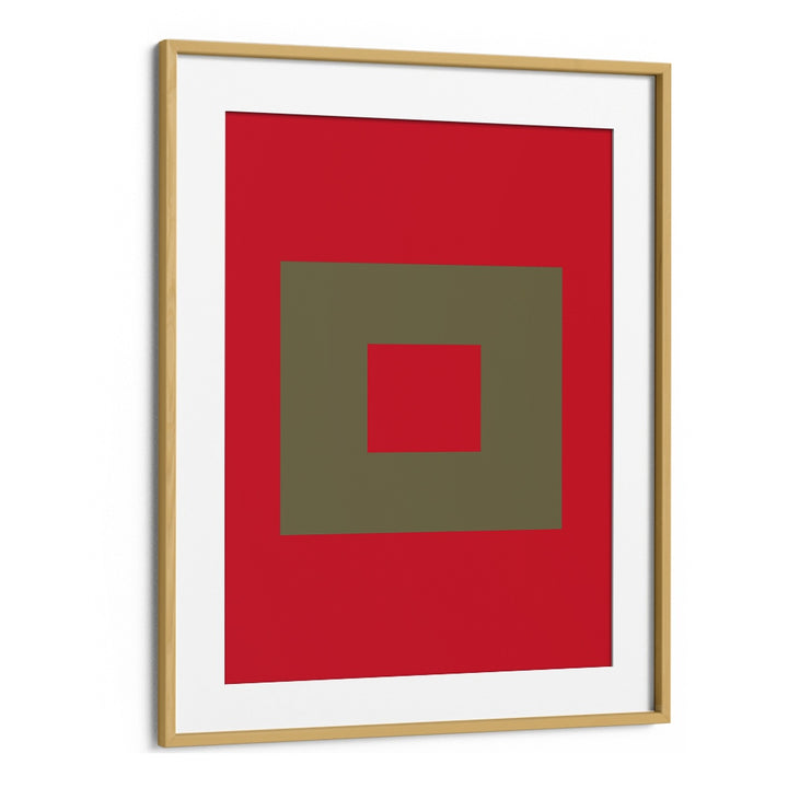 Geometrical Color Blocks III Geometric Art Artwork in Oak Wood Frame With Mount