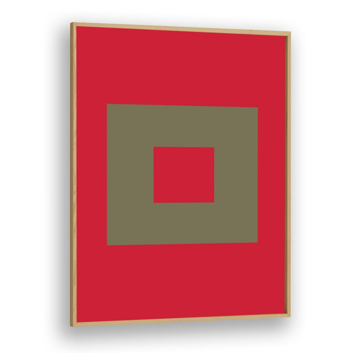 Geometrical Color Blocks III Geometric Art Artwork in Oak Wood Plain Frame