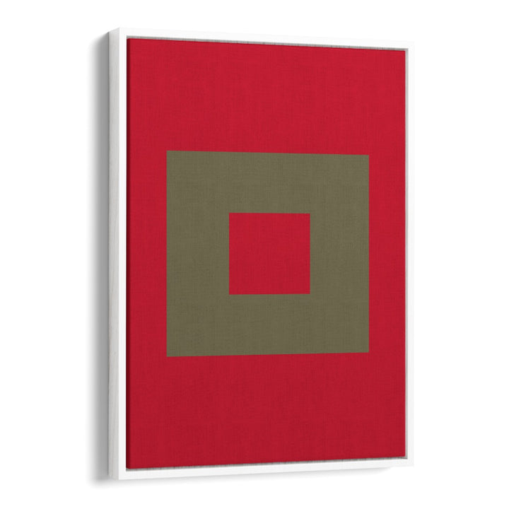 Geometrical Color Blocks III Geometric art painting Artwork in White Floater Frame