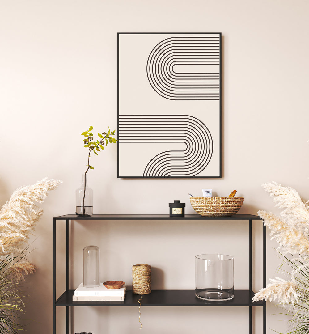 Geometrical Lines Boho Style I Geometric Art Artwork Placed on a wall In A Living Room 