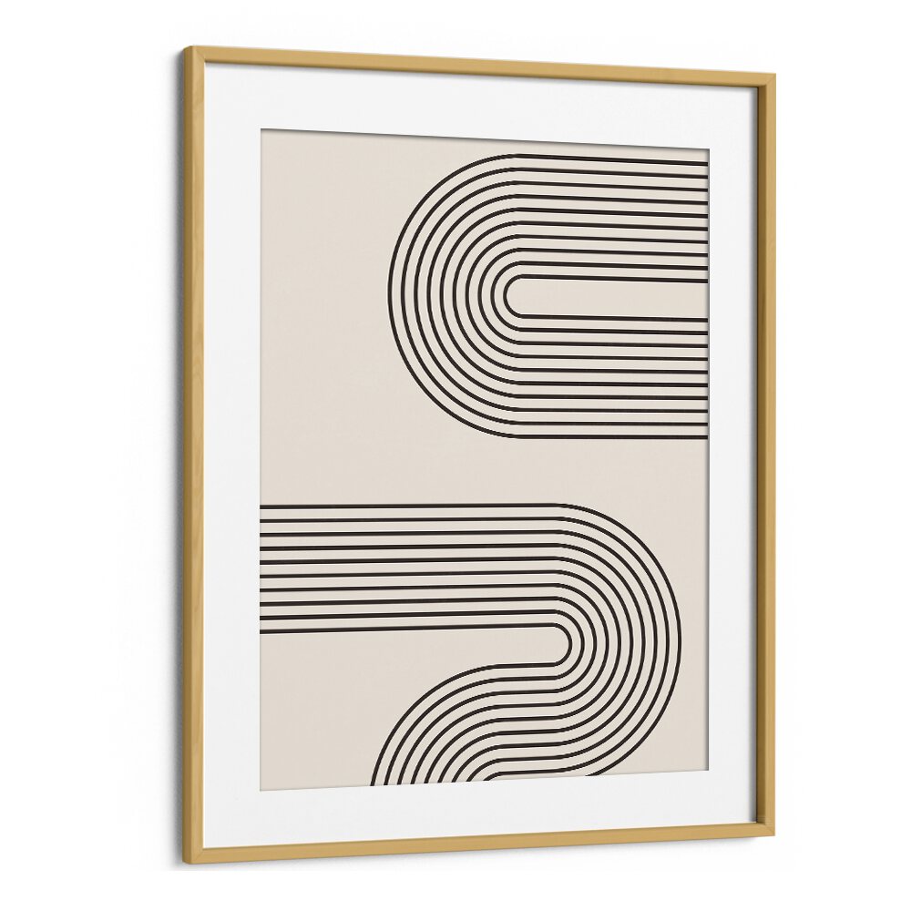 Geometrical Lines Boho Style I Geometric Art Artwork in Oak Wood Frame With Mount