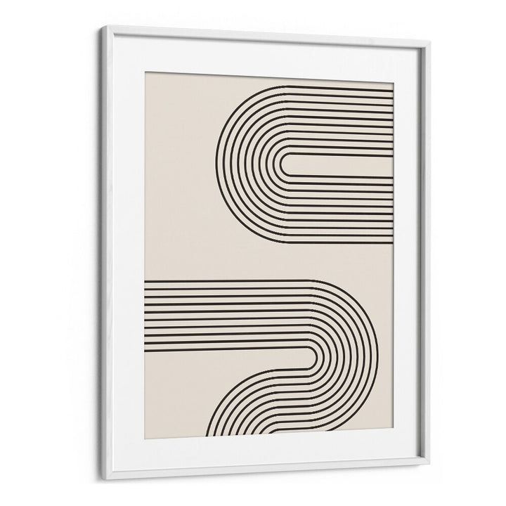 Geometrical Lines Boho Style I Geometric Art Artwork in White Frame With Mount