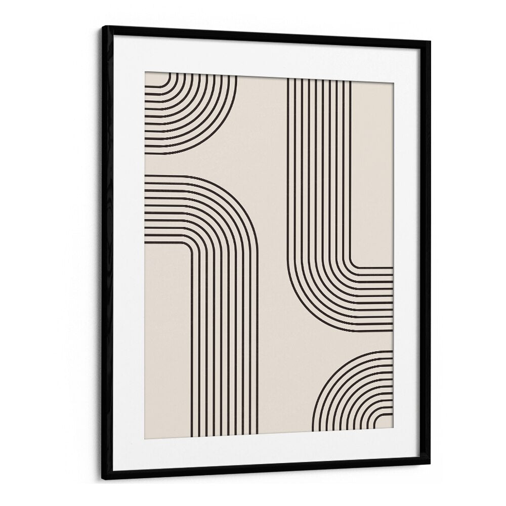 Geometrical Lines Boho Style II Geometric Art Artwork in Black Frame With Mount