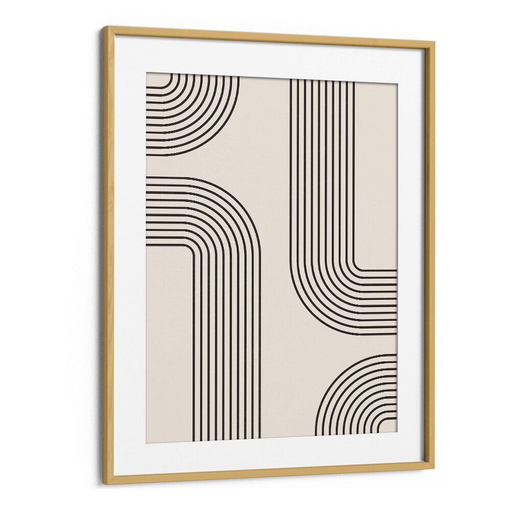 Geometrical Lines Boho Style II Geometric Art Artwork in Oak Wood Frame With Mount