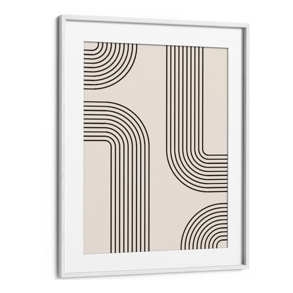 Geometrical Lines Boho Style II Geometric Art Artwork in White Frame With Mount