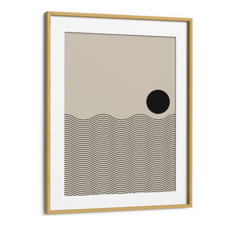 Geometrical Lines I Geometric Art Artwork in Oak Wood Frame With Mount