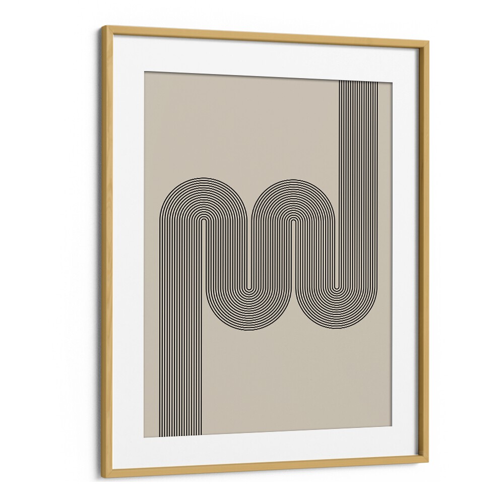 Geometrical Lines II Geometric Art Artwork in Oak Wood Frame With Mount