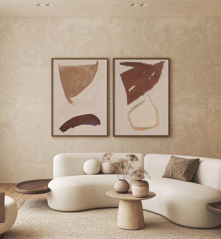 GEOMETRIC FIGURES SET , SET OF 2 PAINTINGS