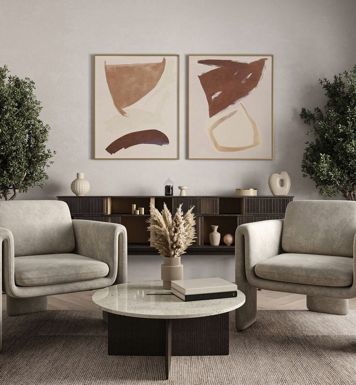 GEOMETRIC FIGURES SET , SET OF 2 PAINTINGS