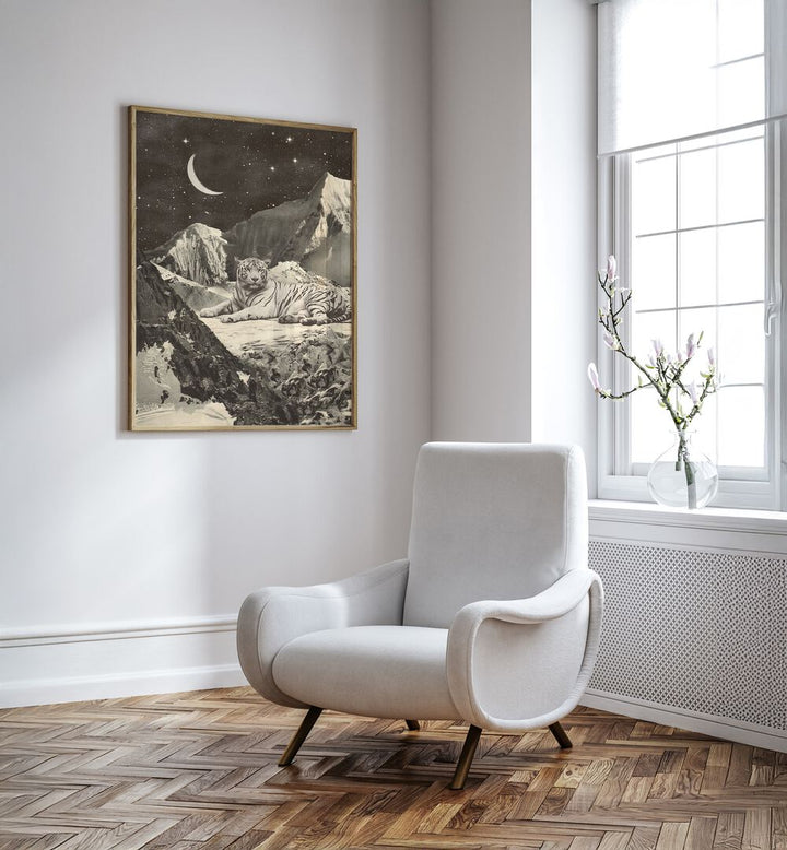 Giant White Tiger, Animal Paintings showcase a stunning wildlife art print by Florent Bodart, perfect for any art lover.