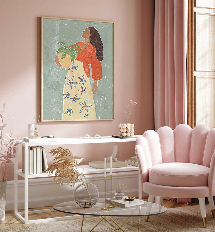 GIRL IN FLORAL SKIRT , PORTRAITS & FIGURATIVE ILLUSTRATIONS