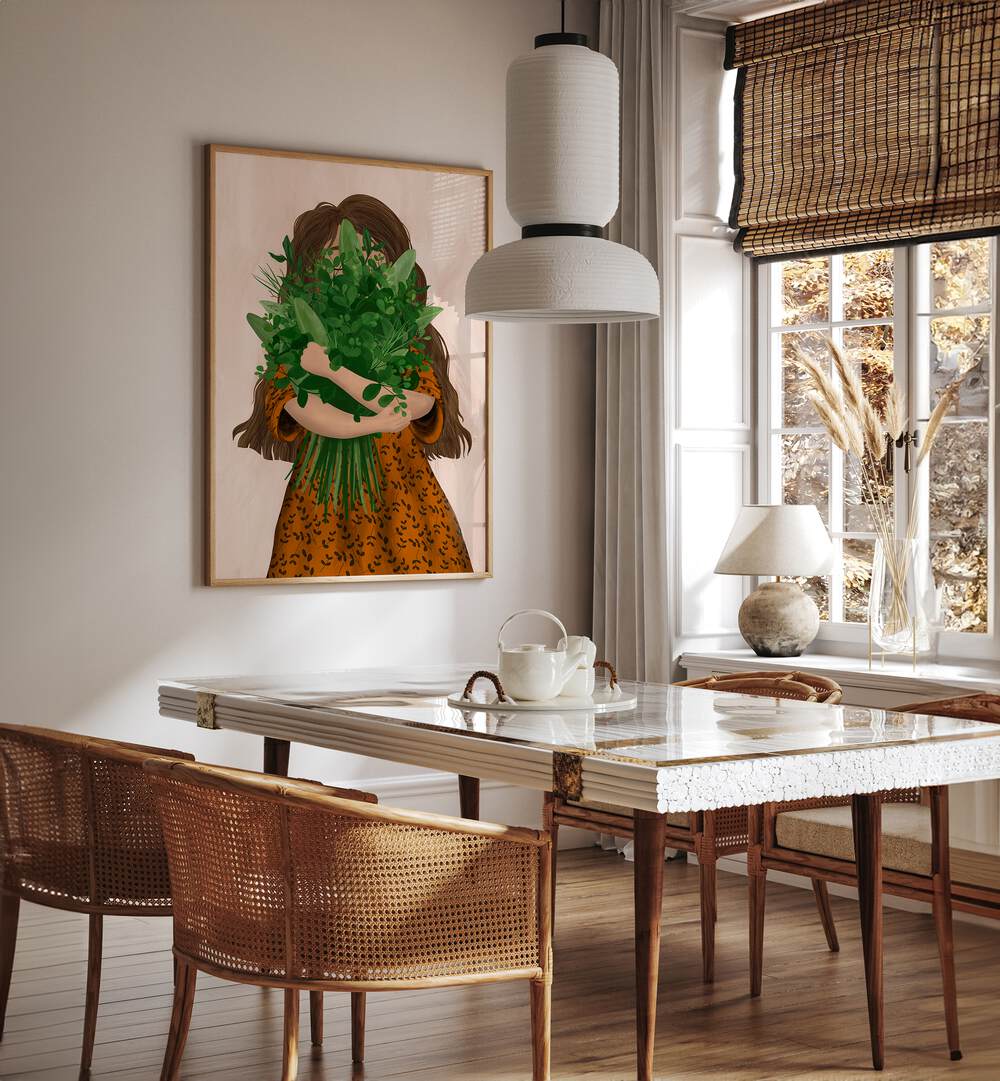 Charming GIRL WITH POSY, KIDS ROOM PAINTINGS adds warmth and joy to any child's space. Perfect for your decor!