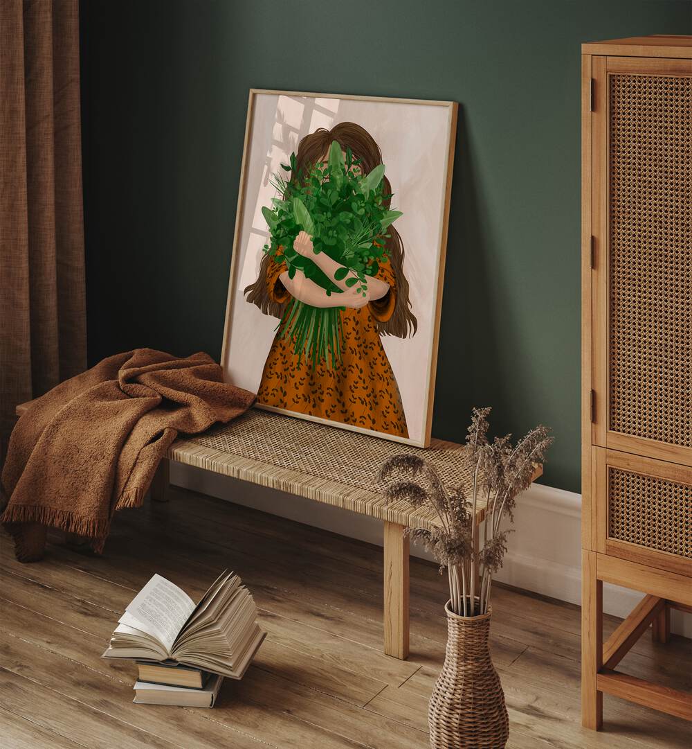 Charming GIRL WITH POSY, KIDS ROOM PAINTINGS adding a playful touch to your child's space. Perfect for any decor!