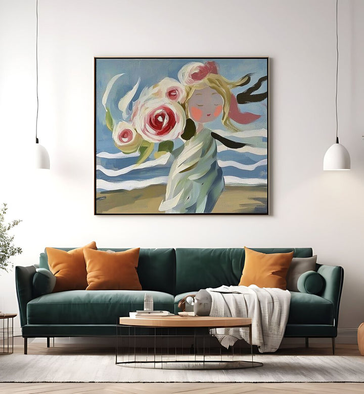 Charming GIRL WITH ROSES artwork elevates any space with beauty and elegance, perfect for art lovers.