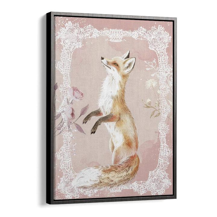 Gleeful Fox Kids Art Artwork in Black Floater Frame
